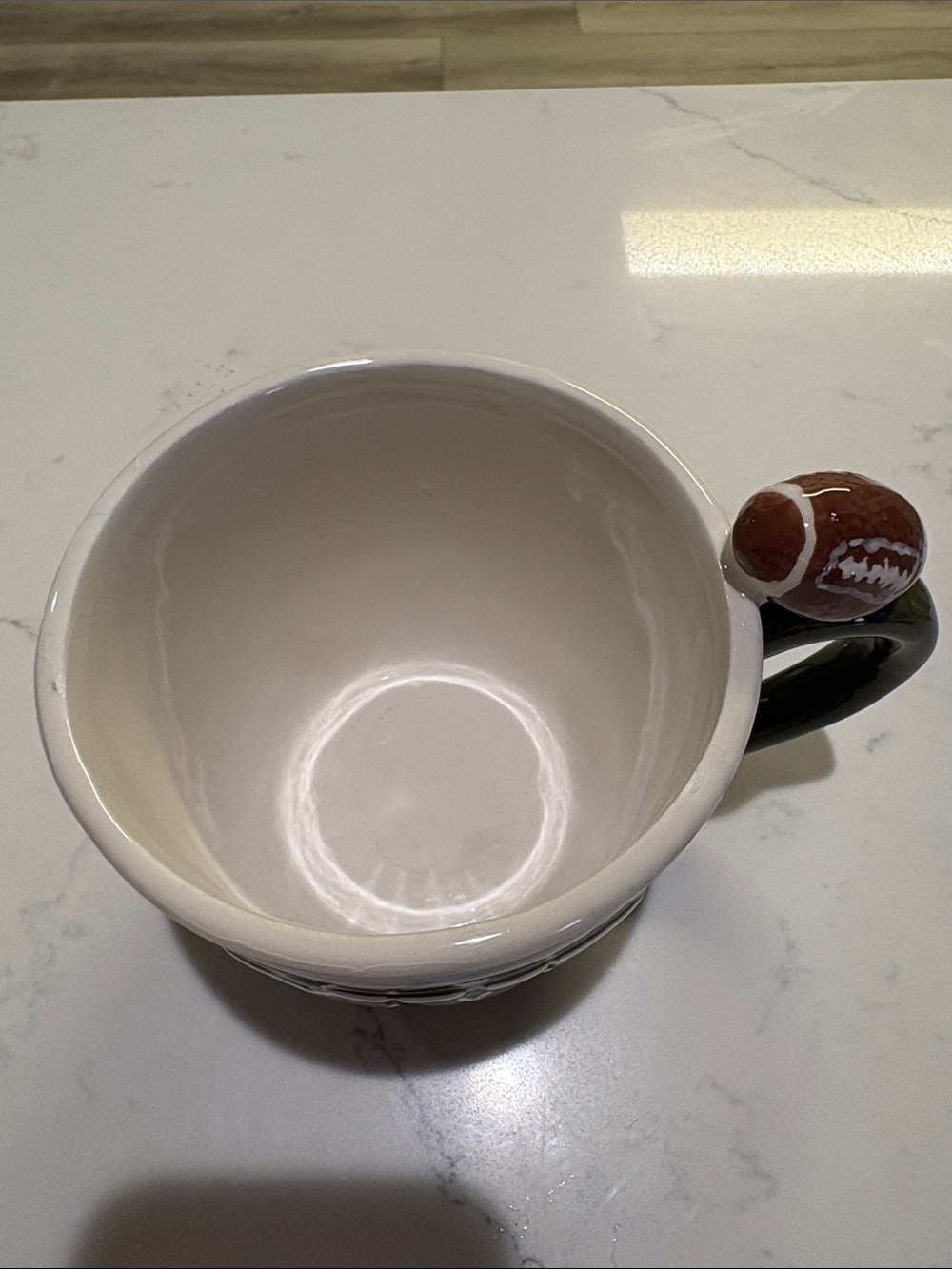 MVP Dark Green Ceramic Coffee Mug with Football Handle Accent - Picture 4 of 5